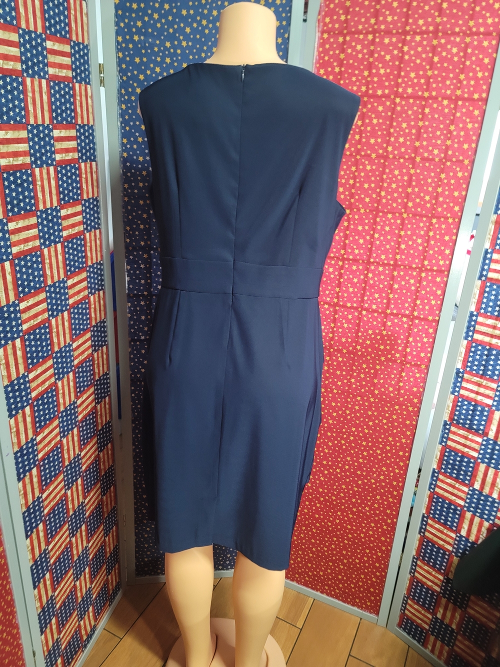 Michael Kors Navy Pearl-Embellished Tiered Midi Dress - Picture 2 of 3